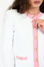 L'Agence Pink/White Gold Buttoned Shoulder Padded Cardigan Size S