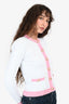 L'Agence Pink/White Gold Buttoned Shoulder Padded Cardigan Size S