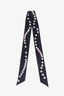 Pre-Loved Chanel™ Navy Silk Pearl Print Twilly
