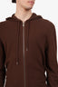 Hermès 24AW Brown Cashmere Chaine d'Ancre Knit Zip-Up Sweater Size M Mens