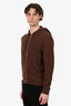 Hermès 24AW Brown Cashmere Chaine d'Ancre Knit Zip-Up Sweater Size M Mens