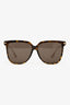 Christian Dior Brown Tortoise/Gold Tone Oversized Logo Sunglasses