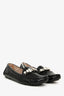 Miu Miu Black Patent Leather Embellished Loafers Size 37