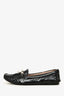 Miu Miu Black Patent Leather Embellished Loafers Size 37