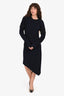 MM6 Maison Margiela Navy/Black Wool Striped Midi Dress Size XS