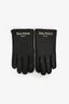 Balmain Black Deer Leather Cashmere/Wool Logo Gloves Size 9