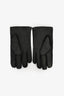 Balmain Black Deer Leather Cashmere/Wool Logo Gloves Size 9
