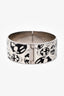 Alexander McQueen Black/White Silver Tone Skull Graphic Bangle