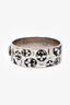 Alexander McQueen Black/White Silver Tone Skull Graphic Bangle
