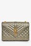 Saint Laurent Gunmetal Tri-Quilted Leather Envelope Chain Shoulder Bag
