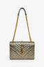 Saint Laurent Gunmetal Tri-Quilted Leather Envelope Chain Shoulder Bag
