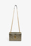 Saint Laurent Gunmetal Tri-Quilted Leather Envelope Chain Shoulder Bag