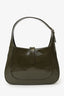 Gucci Khaki Green Patent Leather Small Jackie Bag With Web Strap