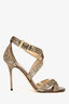 Jimmy Choo Gold Glitter Criss Cross Heels Size 36.5