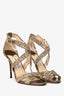 Jimmy Choo Gold Glitter Criss Cross Heels Size 36.5