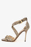 Jimmy Choo Gold Glitter Criss Cross Heels Size 36.5
