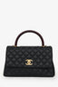 Pre-Loved Chanel™ 2017/18 Black Caviar Lizard Medium Coco Top Handle Bag Gold Hardware