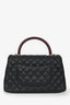 Pre-Loved Chanel™ 2017/18 Black Caviar Lizard Medium Coco Top Handle Bag Gold Hardware