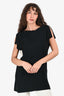 Jil Sander Black Slit Shoulder Boat Neck Top Size 36