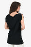 Jil Sander Black Slit Shoulder Boat Neck Top Size 36