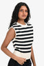 Veronica Beard Navy/Cream Striped Sleeveless Sweater Size XS