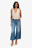 Veronica Beard Blue Two Tone 'Taylor Wide Leg Crop High Waist' Jeans Size 24