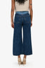 Veronica Beard Blue Two Tone 'Taylor Wide Leg Crop High Waist' Jeans Size 24