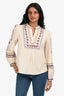 Ba&sh Cream Embroidered Puff Sleeve Top Size XS