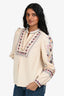 Ba&sh Cream Embroidered Puff Sleeve Top Size XS
