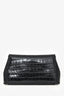 Toteme Black Croc Embossed T-Lock Clutch with Stap