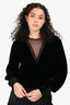 Kooples x Sport Black Velvet Lace Details Cuff Sleeves Blouse Size 1