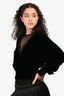 Kooples x Sport Black Velvet Lace Details Cuff Sleeves Blouse Size 1