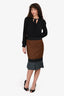 Jil Sander Brown/Grey Wool/Cashmere Midi Skirt Size 36