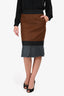 Jil Sander Brown/Grey Wool/Cashmere Midi Skirt Size 36
