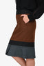 Jil Sander Brown/Grey Wool/Cashmere Midi Skirt Size 36