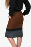 Jil Sander Brown/Grey Wool/Cashmere Midi Skirt Size 36