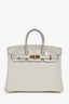 Hermès 2023 Pearl Grey Clemence/Alligator Birkin 25
