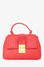 Bottega Veneta Red Intrecciato Leather Piazza Top Handle Bag with Strap