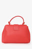 Bottega Veneta Red Intrecciato Leather Piazza Top Handle Bag with Strap