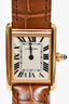 Cartier 18K Yellow Gold Brown Alligator 'Tank Louis' Watch Small Model