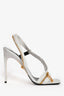 Versace White Gold Tone Zipper Heels Size 40