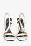 Versace White Gold Tone Zipper Heels Size 40
