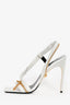 Versace White Gold Tone Zipper Heels Size 40