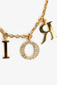 Christian Dior Gold Tone Metal Crystal Set Logo Necklace
