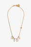 Christian Dior Gold Tone Metal Crystal Set Logo Necklace