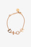 Christian Dior Gold Tone Metal Crystal Set Logo Bracelet