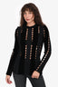 Alexander Wang Black Ribbed Perforated Knit Top Size S