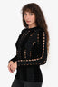 Alexander Wang Black Ribbed Perforated Knit Top Size S