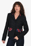 Love Moschino Navy Wool Twill Label Detail Blazer Size 8 US