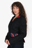 Love Moschino Navy Wool Twill Label Detail Blazer Size 8 US